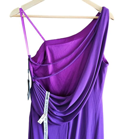 Ieena For Mac Duggal 27140 One Shoulder Cowl Back Midi Dress Size Small Purple - Picture 9 of 13